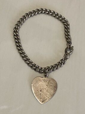 Vintage Sterling Silver Heart Charm Bracelet 925